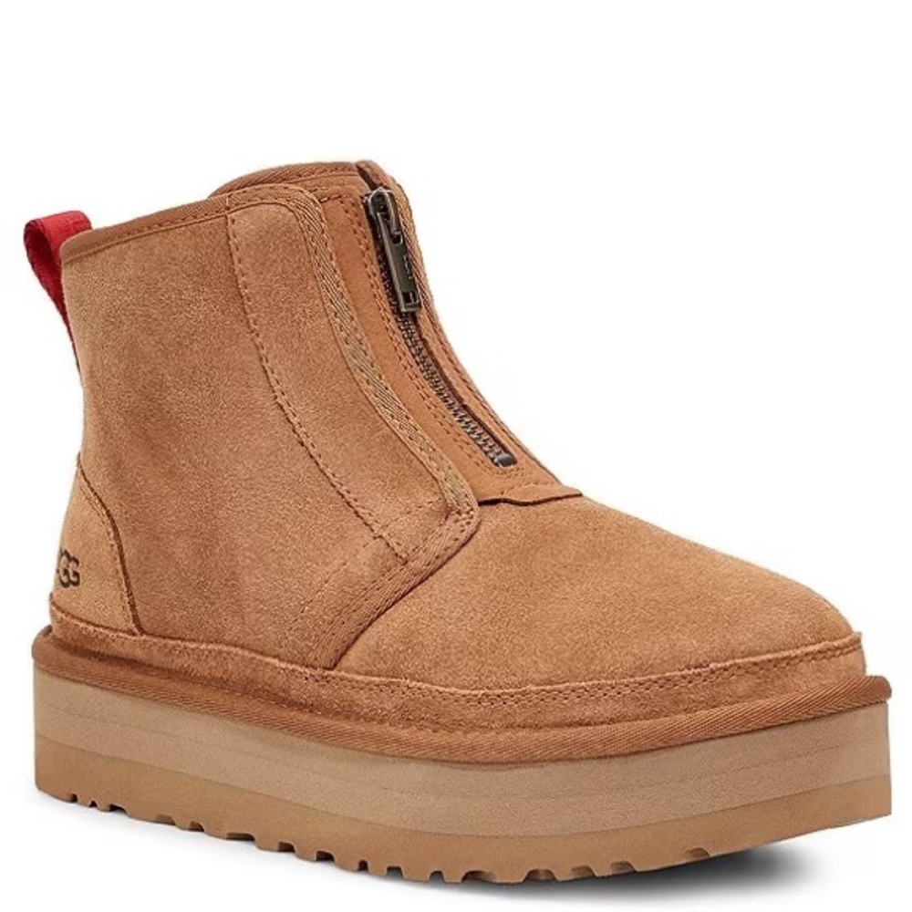 UGGs Chestnut Neumel Platform zip suede booties